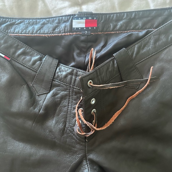 NWOT Y2K vintage leather lace up pants. Tommy Hilfiger. - Picture 7 of 13
